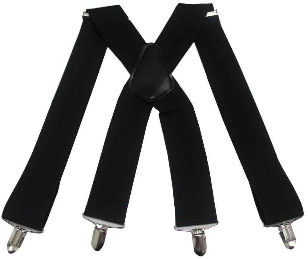 Wide Adjustable Four Elastic Heavy Duty Braces Suspenders