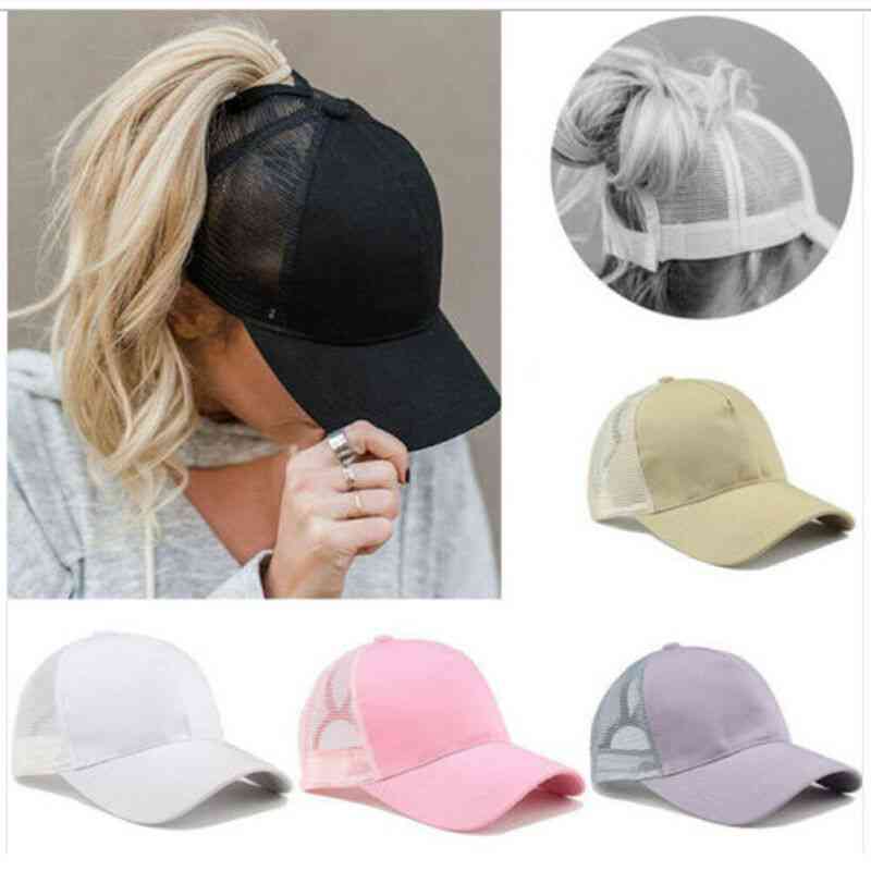 Men Ponytail Baseball Cap - Women Sun Sport Mesh Snapback Hip Hop Hat