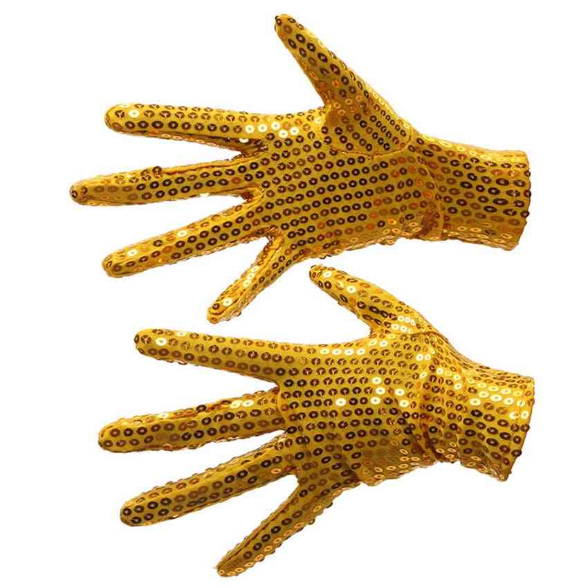 Unisex Adult Michael Jackson Cos Shiny Gloves, Sequins Dance Performance For Party