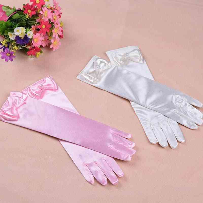 Thin Elastic's Day Professional Dance Gloves, Long Lace Bow Tie Accessories
