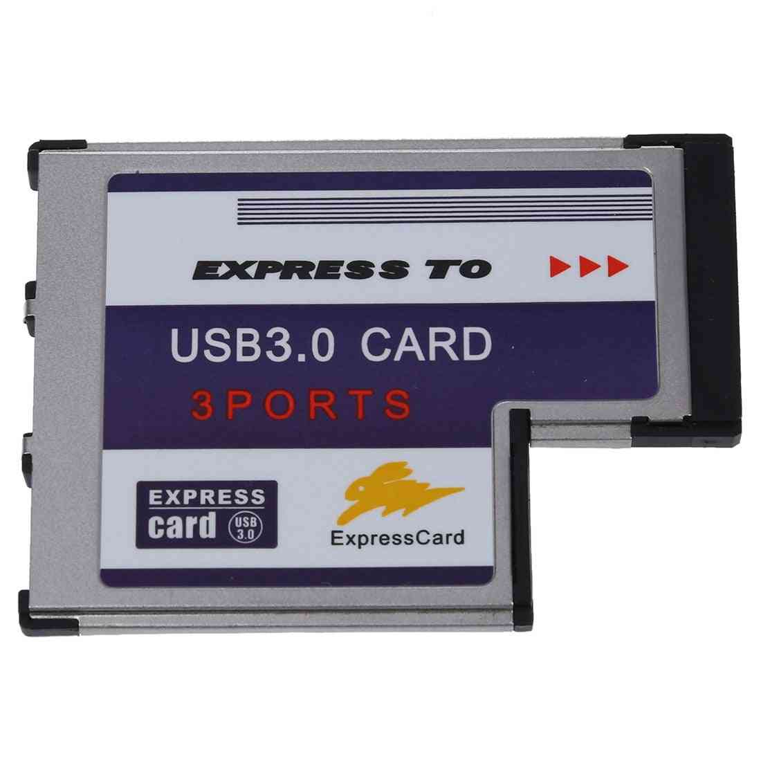 3 -porttinen USB 3.0 Express -kortti 54 mm pcmcia kannettavalle tietokoneelle