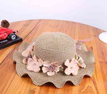 Letné slamené klobúky sunbonnet s kvetmi