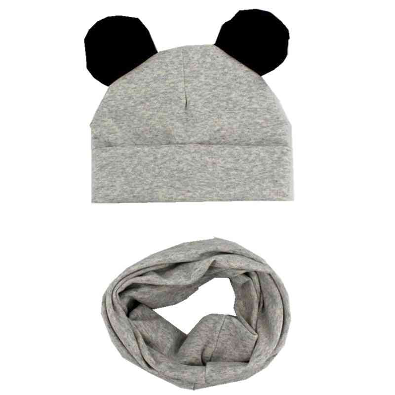 Conjunto de bufanda de sombrero de algodón, gorras de orejas encantadoras