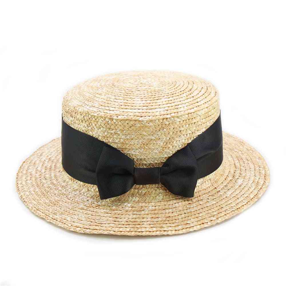 Detské mašle slamené slnečné čiapky, letná plážová čiapka