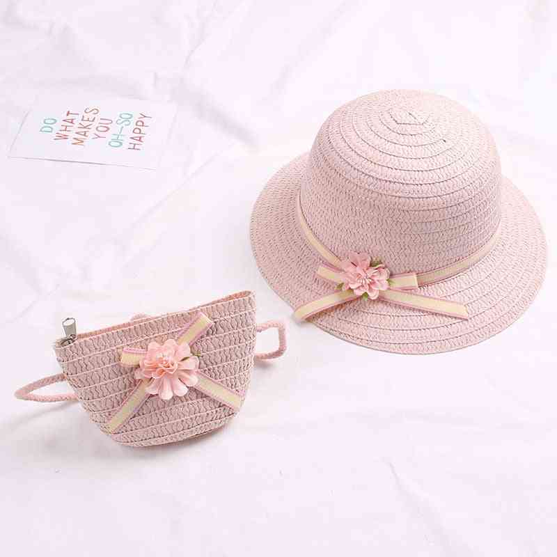 Sommar baby blomma andas hatt med handväska