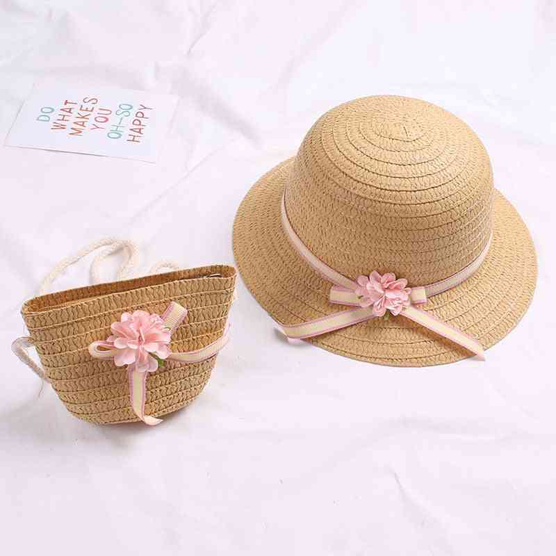 Sommar baby blomma andas hatt med handväska
