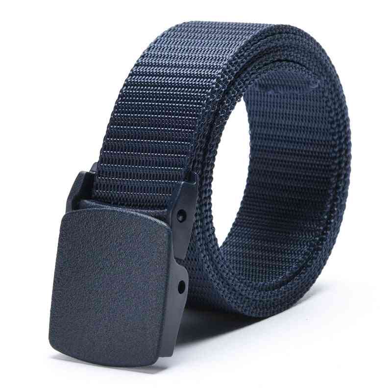 Adjustable Nylon Canvas Waist Belt With Metal Plastic Buckle Male Casual Fabric Belt