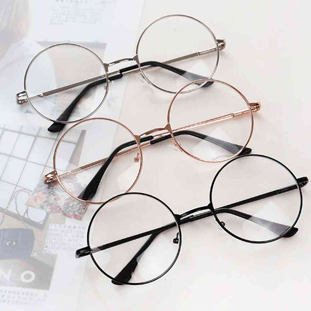 Fashion Metal Frame Clear Lens Oversized Round Eye Glasses