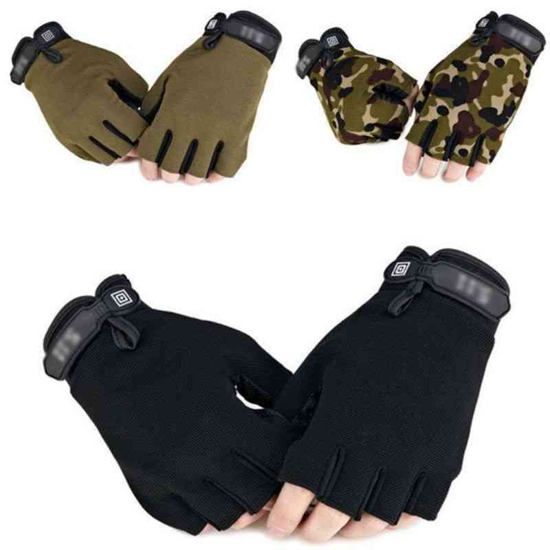 Män kamouflera taktiska handskar för utomhussport, cykling, halvfingervärmare