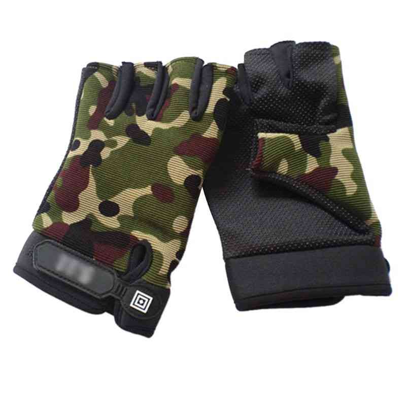 Men Camouflage Tactical Gloves For Outdoor Sport, Cycling, Half Finger Warmer
