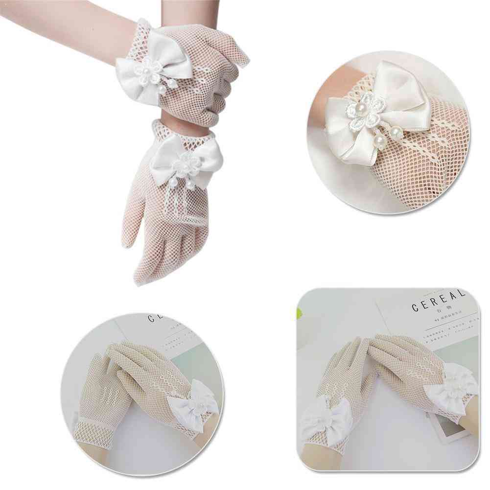 Communion Party Flower Bride Accessories, Ceremony Dress, Bow-tied Glove