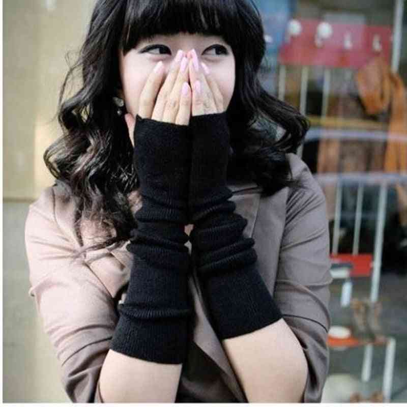 Kvinder vinter varmere strikket lang fingerfri handske