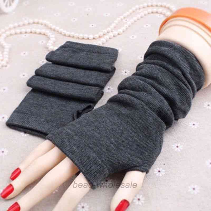 žene zimske toplije pletene dugačke rukavice bez prstiju