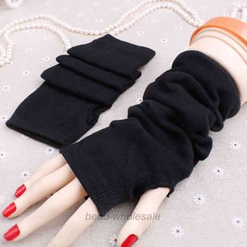 Dámske zimné otepľovačky pletené dlhé bezprstové rukavice