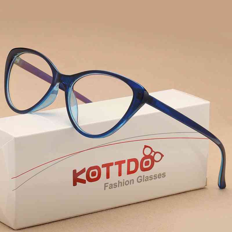 Mode vintage kattögon glasögon ram, kvinnor glasögon, optisk plast klar lins