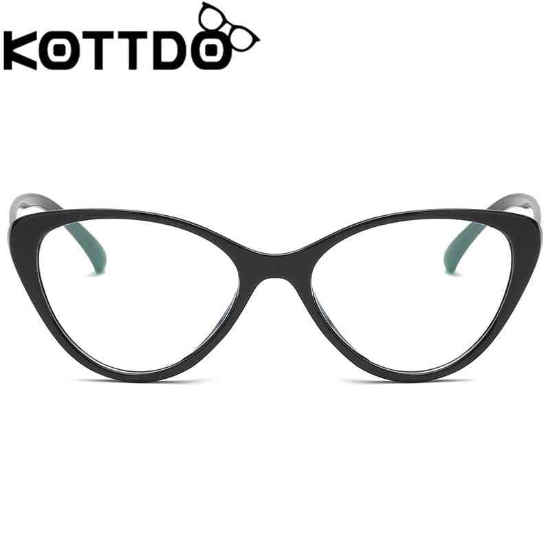 Marco de gafas de ojo de gato vintage de moda, anteojos de mujer, lente transparente de plástico óptico