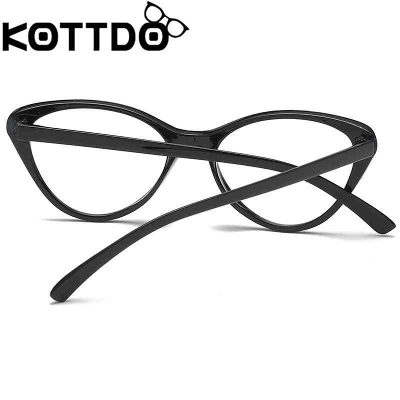 Marco de gafas de ojo de gato vintage de moda, anteojos de mujer, lente transparente de plástico óptico