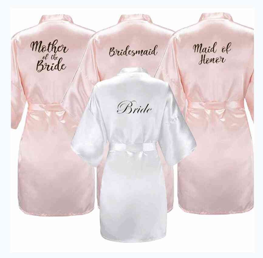 White Black Letters Mother Sister Of The Bridesmaid Robe
