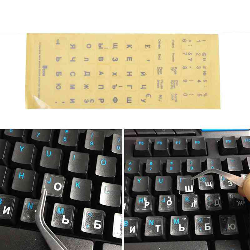 Adesivi per tastiera trasparenti con lettere russe impermeabili e antipolvere