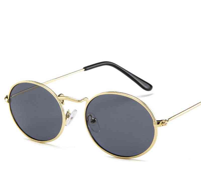 Women Small Gold Black Vintage Retro Sun Glasses