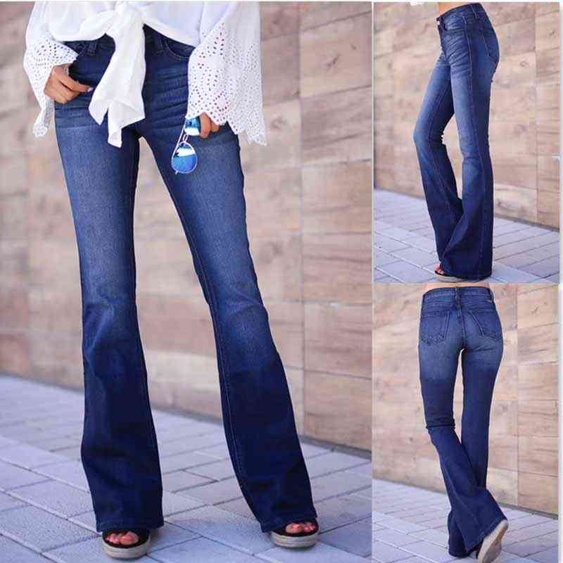 Womens Vintage Style, High Waist Flared Bell Bottom Jeans