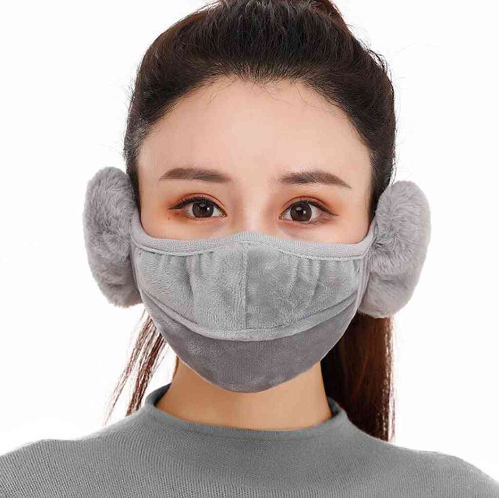 Téli női fülvédő, kültéri szájhuzat, bársony meleg maszkok
