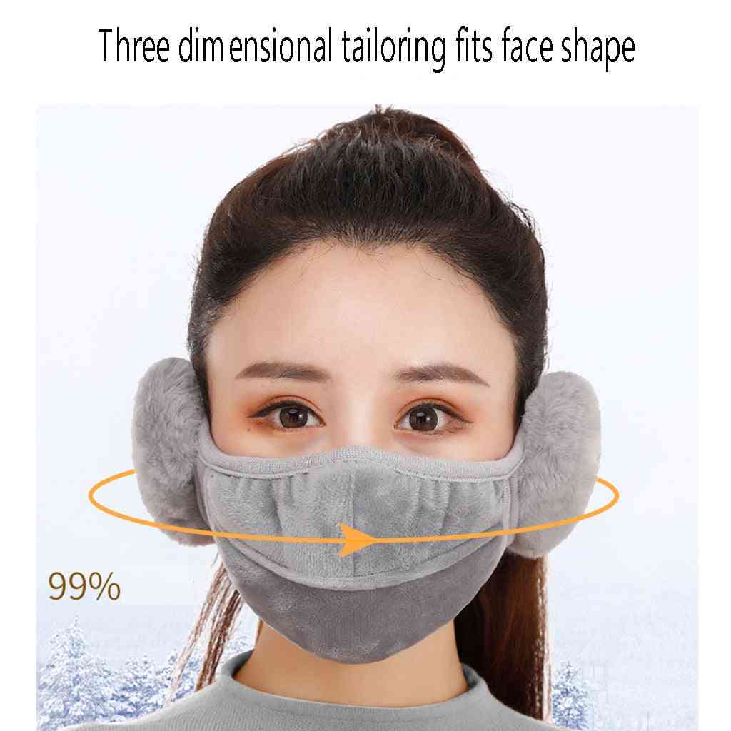 Téli női fülvédő, kültéri szájhuzat, bársony meleg maszkok