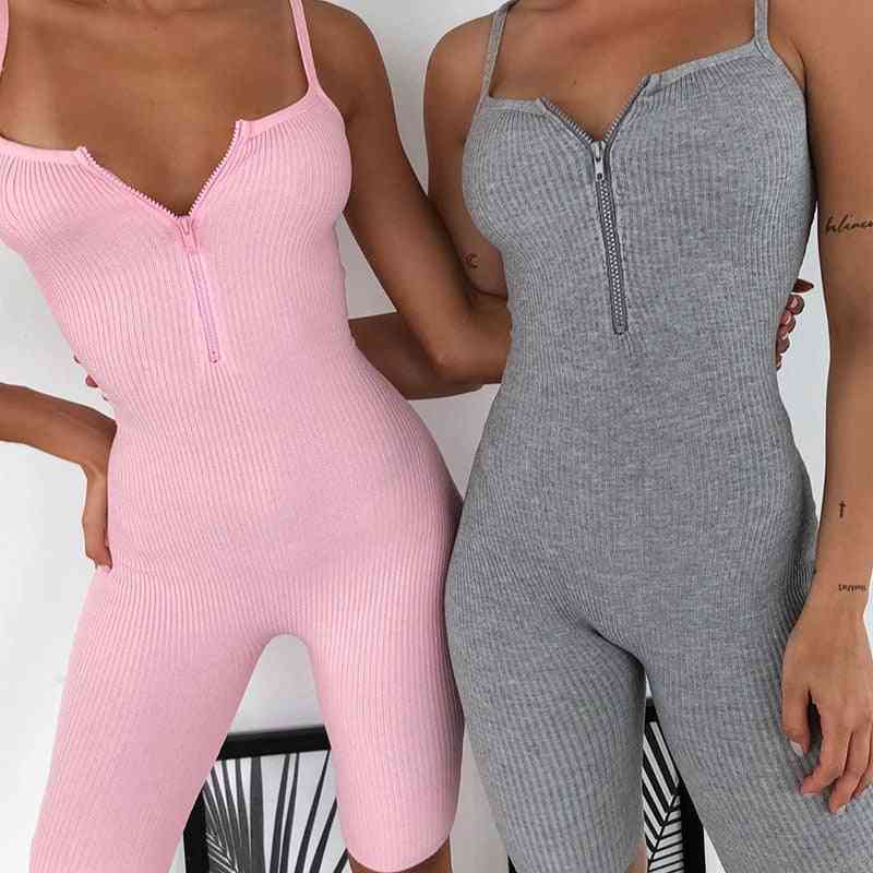 Sleeveless Skinny, Knitted Sport Jumpsuits