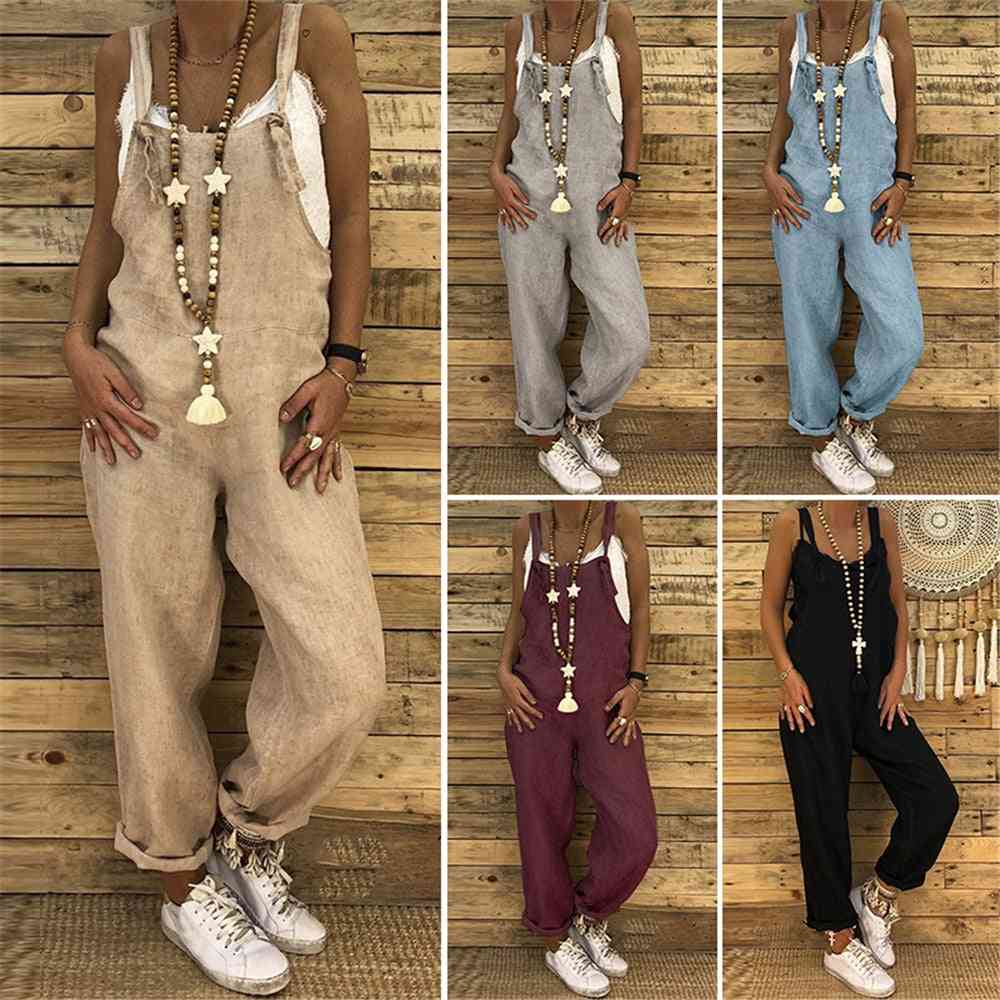 Kvinners casual strappy dungarees jumpsuit