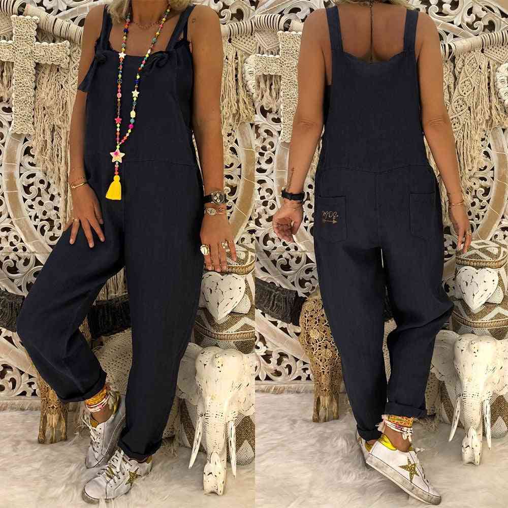 Womens Casual Strappy Dungarees Jumpsuit