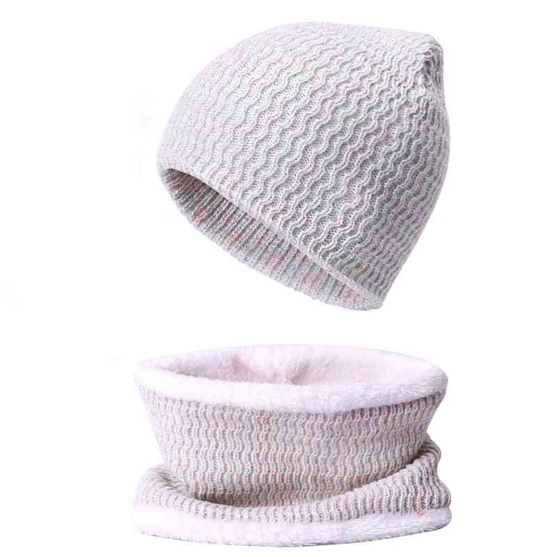 Winter Warm Thick Beanies Hat, Scarf Set For Female