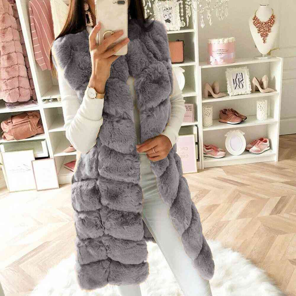 Fashion Winter Coat Women Faux Fur Gilet Vest Sleeveless Waistcoat