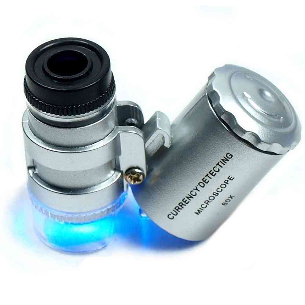 Led Uv Light Pocket Microscope Jeweler Magnifier Loupe