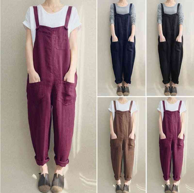 Womens Overall Jumpsuits, Oversize Ladies Dungarees With Pockets