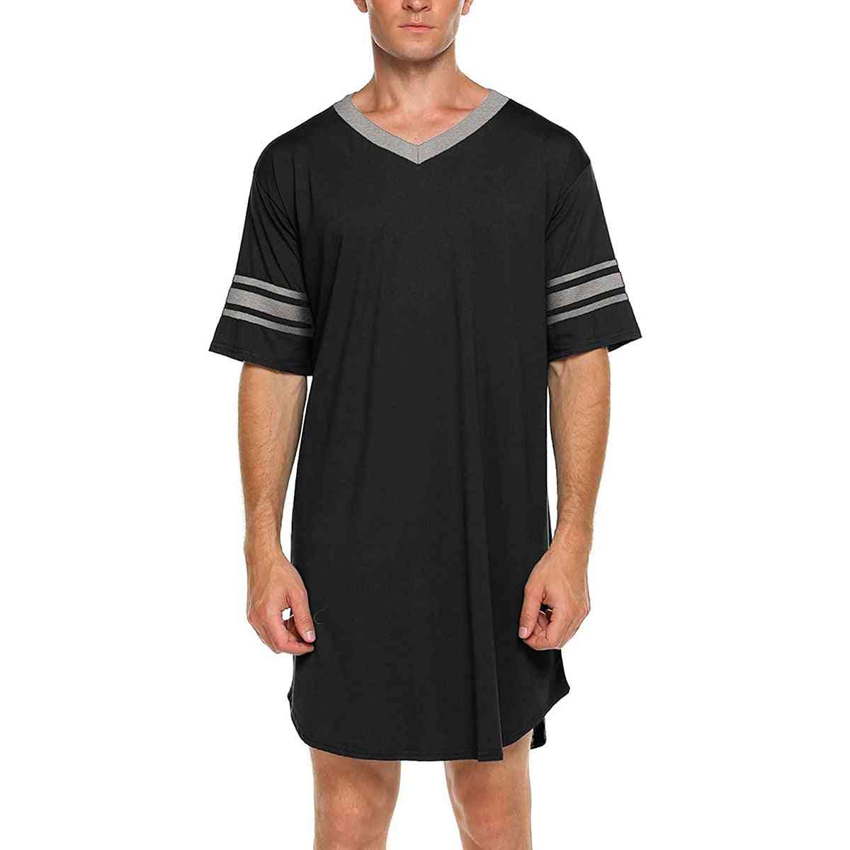 Men Casual Short Sleeve, Long Nightshirt Sleepwear
