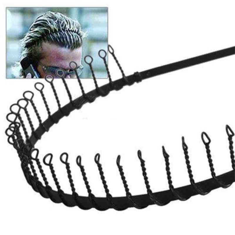 Men's Metal Wire Teeth Hair Band, Fashion Black Soccer Football Sports Headband