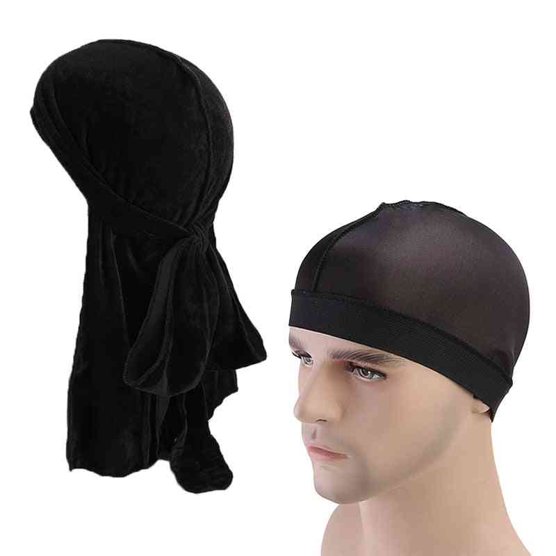 Velvet Durag And Soft Comfy Chemo Cap, Sleeping Hat Pirate Headwrap