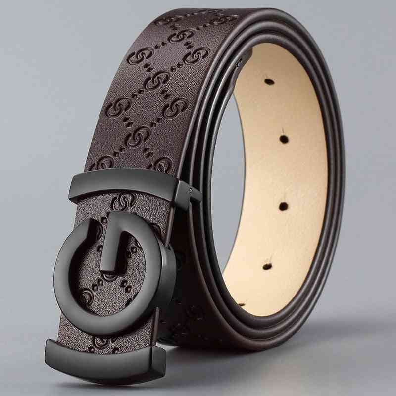 Smooth Buckle High Quality, Male Strap Cow Genuine Leather Men Belt