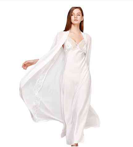 Sling Dress Sleeping Robe Two-piece Faux Silk Sleepwear