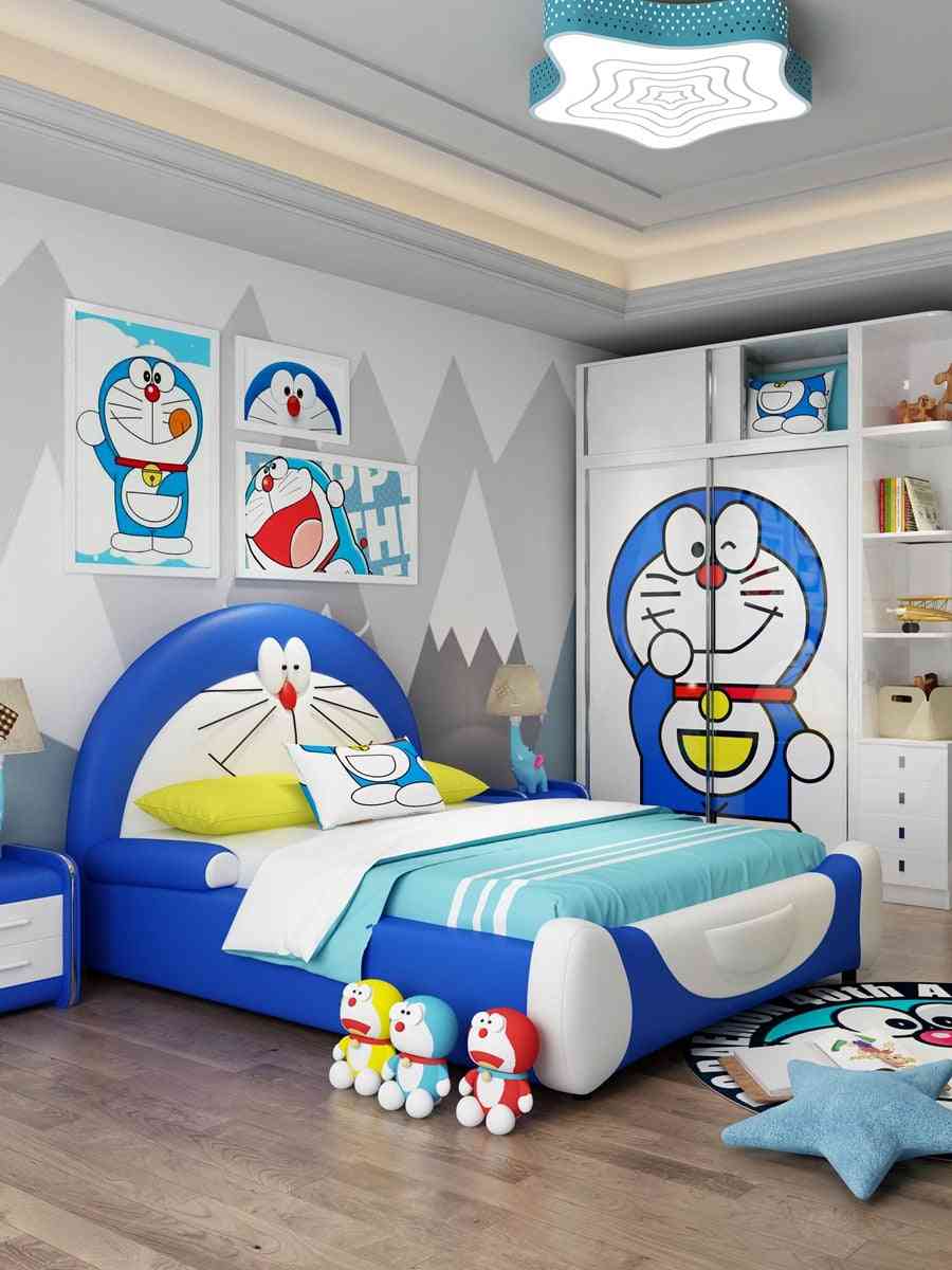 Single Double Teenagers Cartoon Storage Doraemon Dingdang Cat Leather Bed