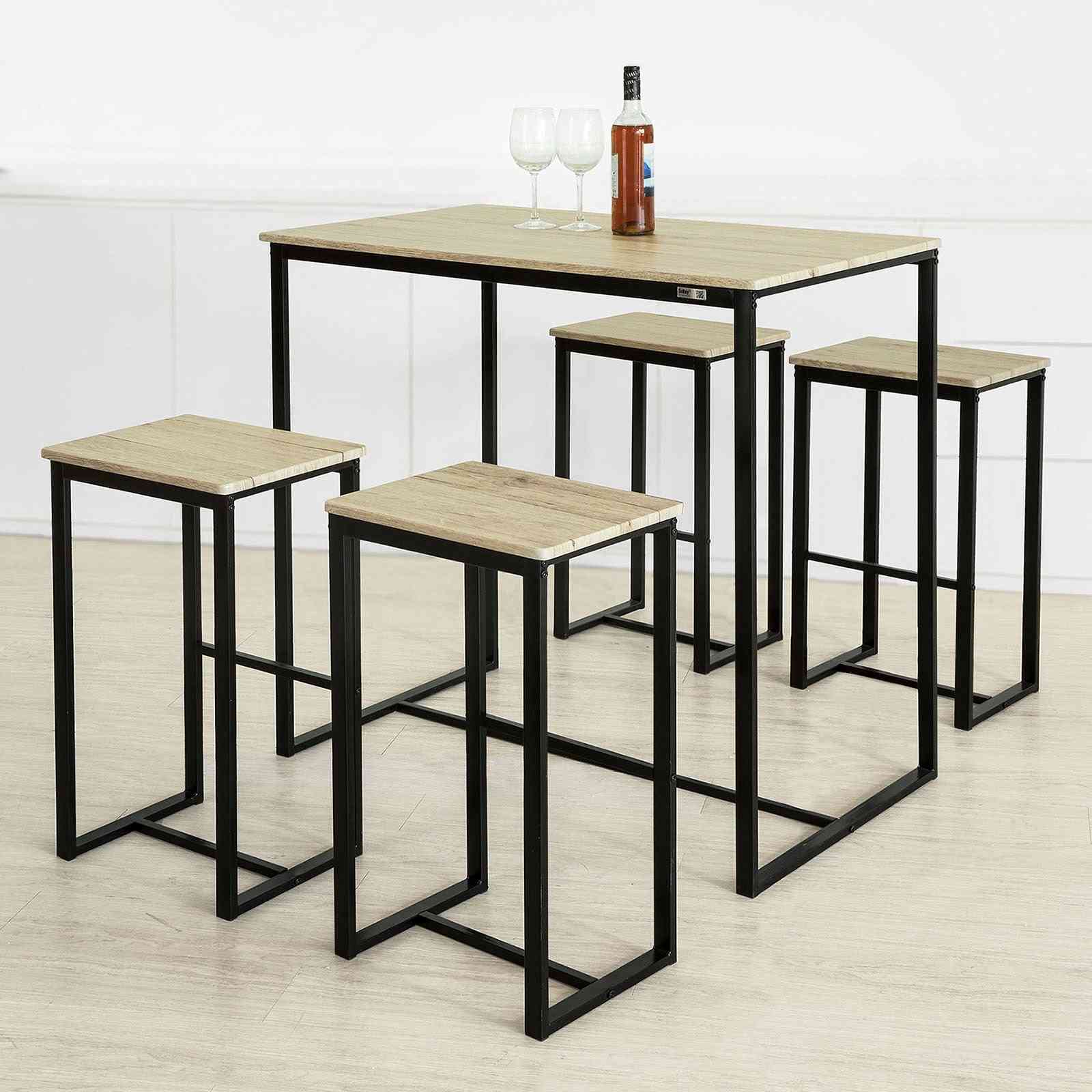 Bar Table And 4 Stools, Home Kitchen Breakfast Bar Set/furniture Dining Set