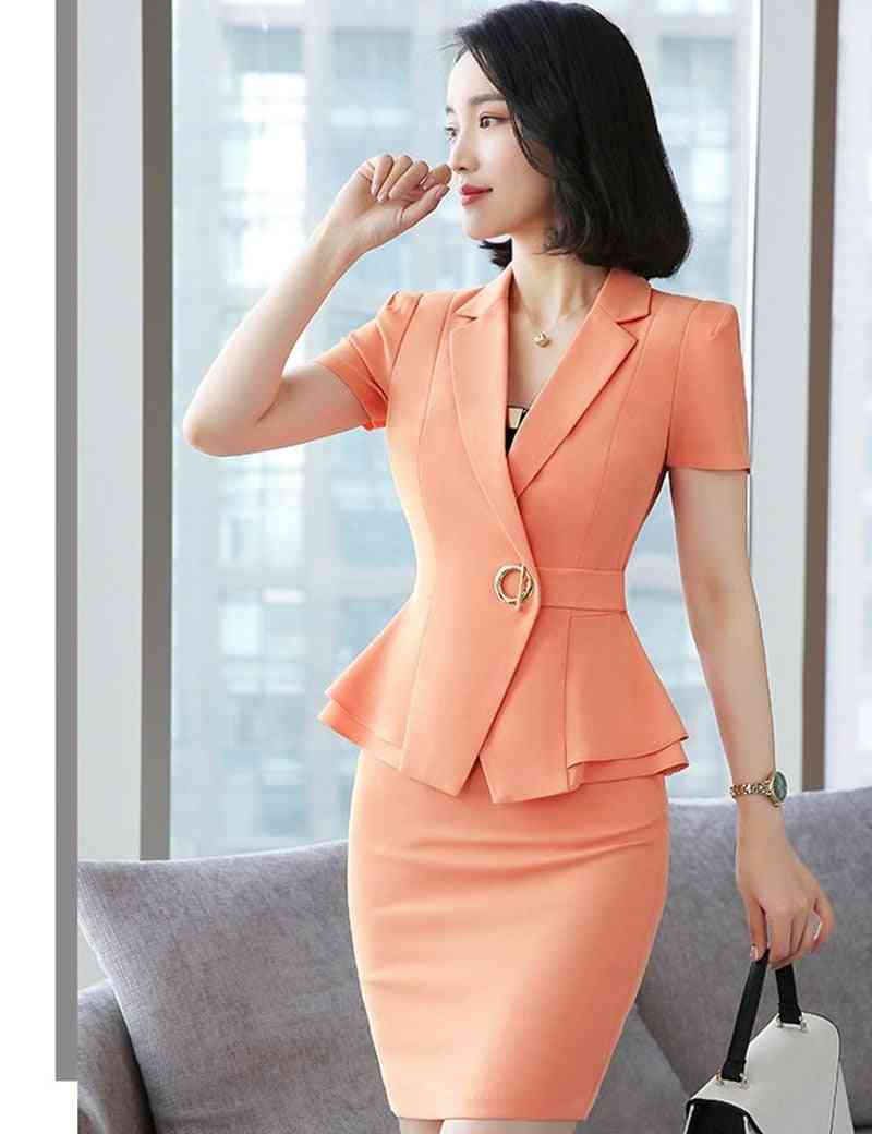 Formal Uniform Styles Blazers Suits With Tops And Skirt For Ladies, Office Work Wear