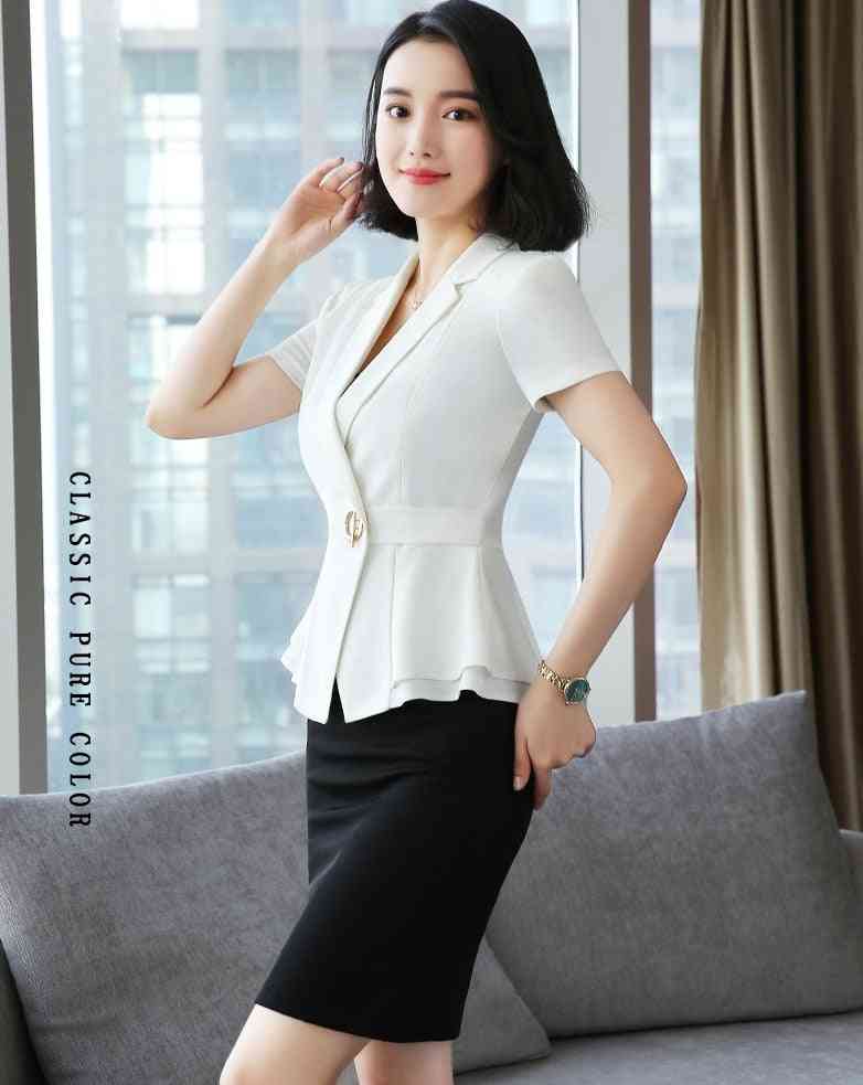 Formal Uniform Styles Blazers Suits With Tops And Skirt For Ladies, Office Work Wear