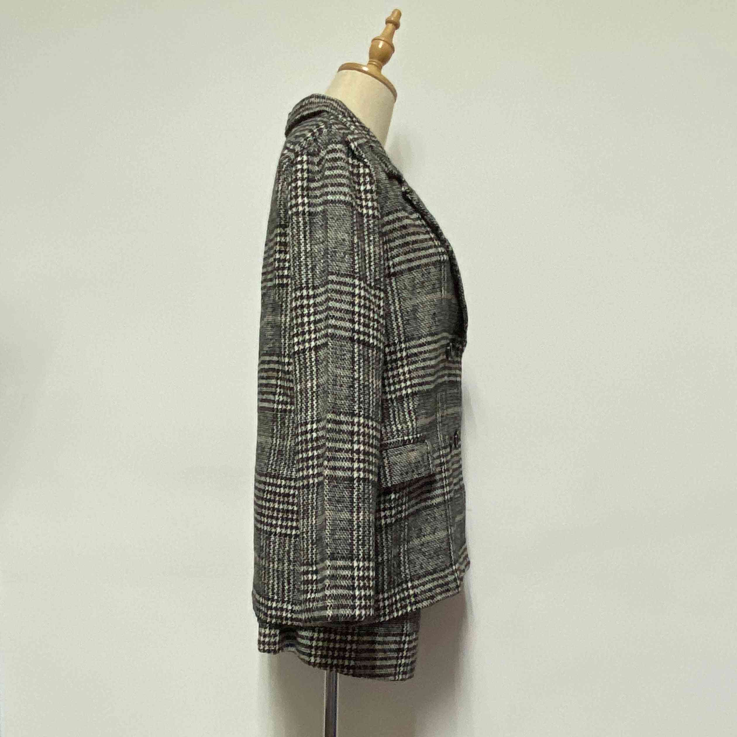 Conjunto de dos piezas de trajes de otoño para mujer, traje de chaqueta a cuadros, conjuntos de falda corta de lápiz