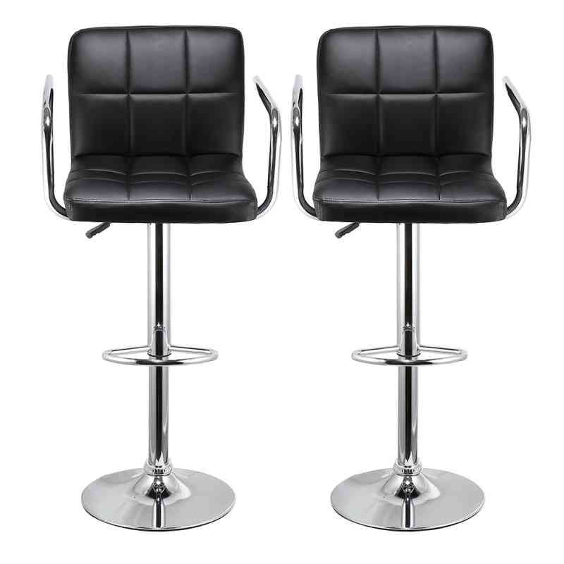 Leather Seat With Adjustable Height-swivel Stool Chair For Bar/kitchen