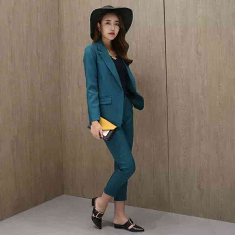 Women Suit, Autumn Long Sleeved Small Jacket & Trousers