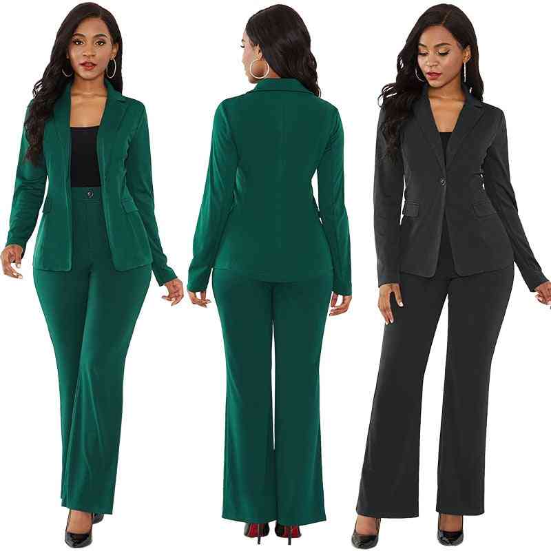 Women's Office Suit, Long Sleeve Pants & Jacket Winter Set