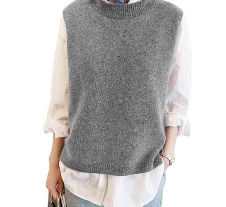 Modă elegantă pentru femei, veste tricotate îngroșate fără mâneci de iarnă