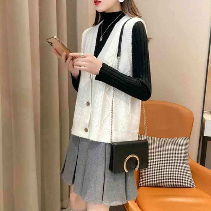Womens Fashion Loose, Casual Single Breasted Sleeveless, Sweater Vests