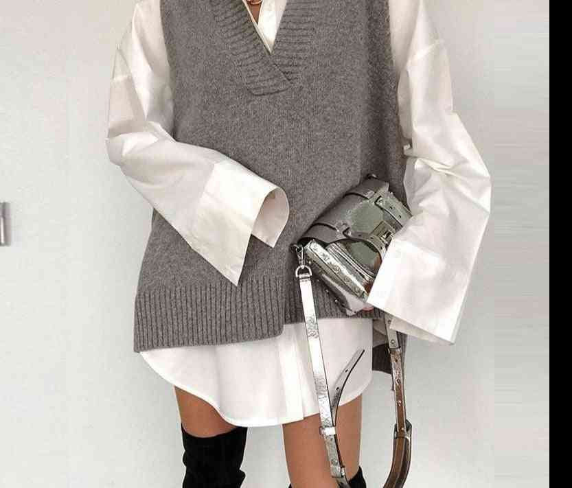 Damska jesienno-zimowa oversize swetry swetry kamizelka,